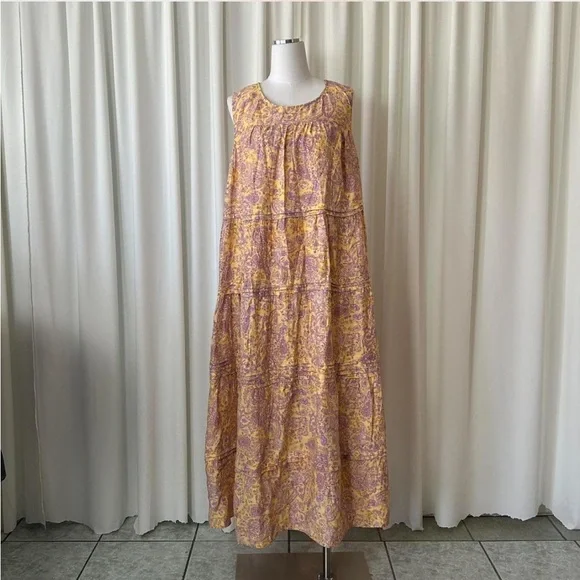 J Jill Boho Tiered Maxi Dress Paisley Print Sleeveless Cottagecore Peasant 2X - Picture 5 of 8